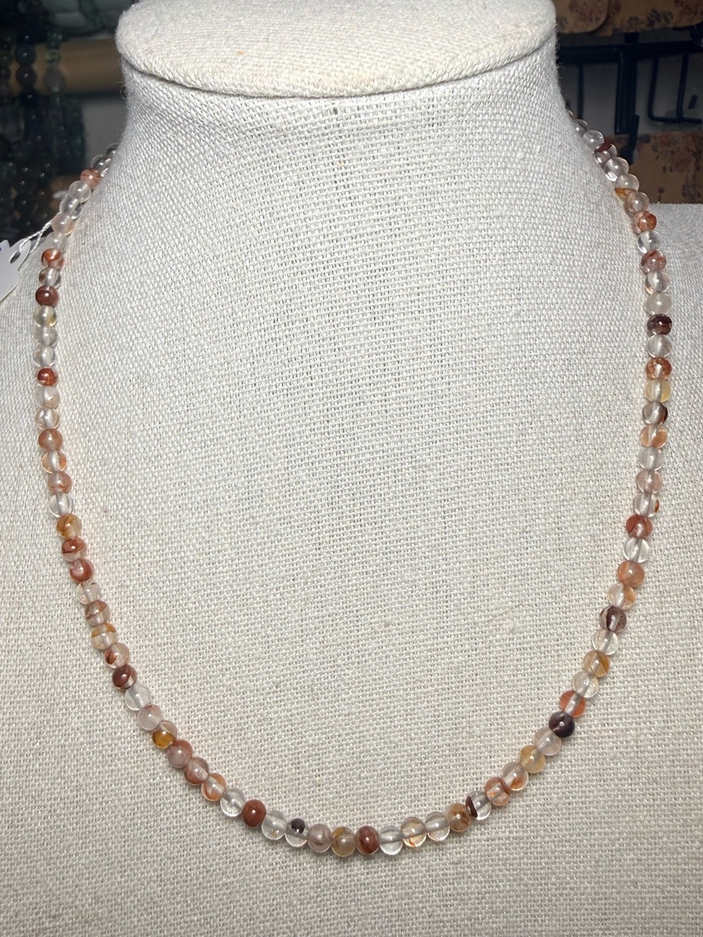 4mm Fire Quartz Necklace Delicate Gemstone 15.5–17.5” Adjustable - Picture 2 of 4